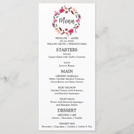 Romantische Messe Wreath Wedding Menu Card Menükarte