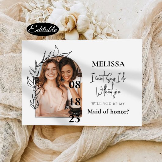 Romantische Minimal Arch Bridesmaid-Vorschlagskart Einladung