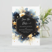 Romantische Minimal Celestial Hochzeit Save The Date (Stehend Vorderseite)