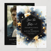Romantische Minimal Celestial Hochzeit Save The Date (Vorne/Hinten)