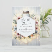 Romantische Minimal Mason Jar Wedding Save The Date (Stehend Vorderseite)