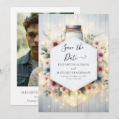 Romantische Minimal Mason Jar Wedding Save The Date (Vorne/Hinten)