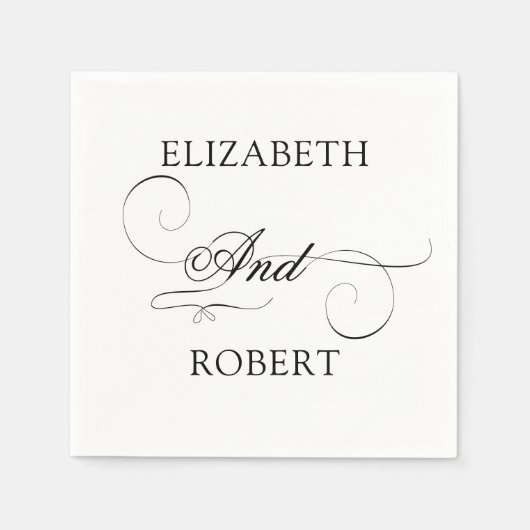 Romantische Minimalistisch Luxus Monogram Hochzeit Serviette (Vorderseite)