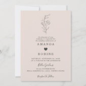 Romantische Minimalistische Blumenhochzeit Einladung (Rückseite)