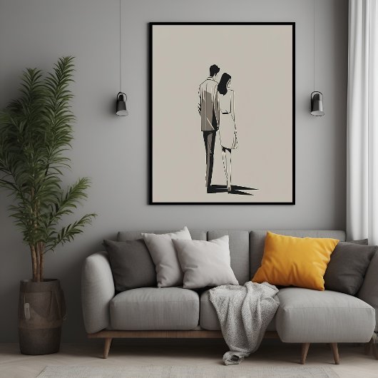 Romantische Minimalistische Linien Kunst Poster