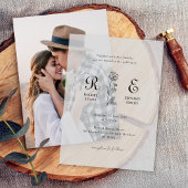 Romantische Minimalistische Monogramm-Hochzeit Pergament Einladungen