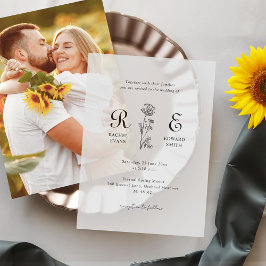 Romantische Minimalistische Monogramm-Hochzeit Pergament Einladungen