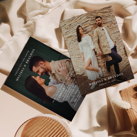 Romantische Minimalistische Overlay Text 2 Foto Ho Einladung