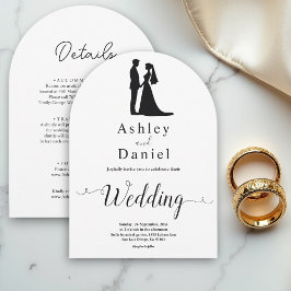 Romantische Minimalistische Schwarz-Weiß-Hochzeit Einladung