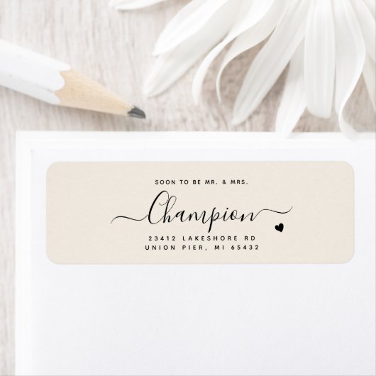 Romantische Minimalistische Script Cream Color Wed (Insitu)