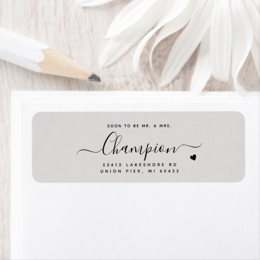 Romantische Minimalistische Script Dove Gray Weddi (Insitu)