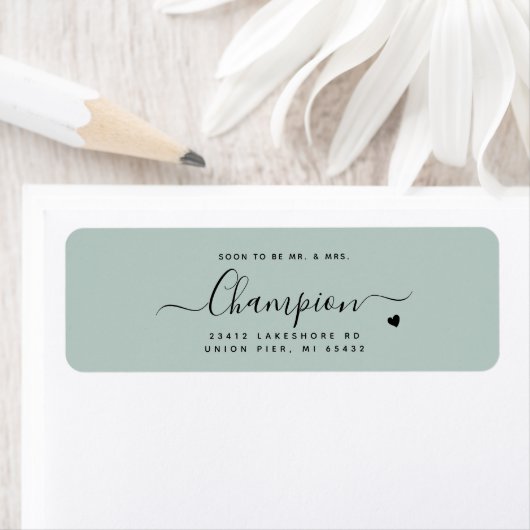Romantische Minimalistische Script Mint Green Wedd (Insitu)