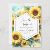 Romantische Minimalistische Sonnenblumenhochzeit Save The Date (Vorderseite)