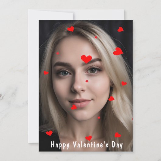 Romantische Minimalistische Valentinstag Fotokarte Feiertagskarte (Vorderseite)
