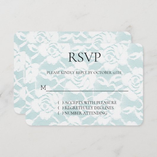 Romantische Minze White Roses Blumenhochzeit RSVP (Vorne/Hinten)