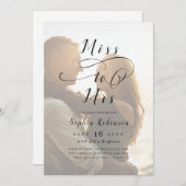 Romantische Miss zu Mrs. script Foto Brautparty Einladung (Vorne/Hinten)