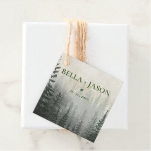 Romantische Misty Forest Trees Hochzeit Geschenkanhänger