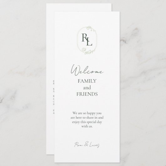 Romantische Mit Monogramm Anfänge Hochzeit Programm (Vorne/Hinten)