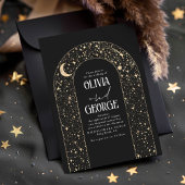 Romantische Moderne Celestie Wedding Black Gold Folieneinladung