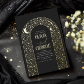 Romantische Moderne Celestie Wedding Black Gold Folieneinladung