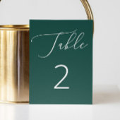 Romantische Moderne Deep Emerald Green Script Hoch Tischnummer