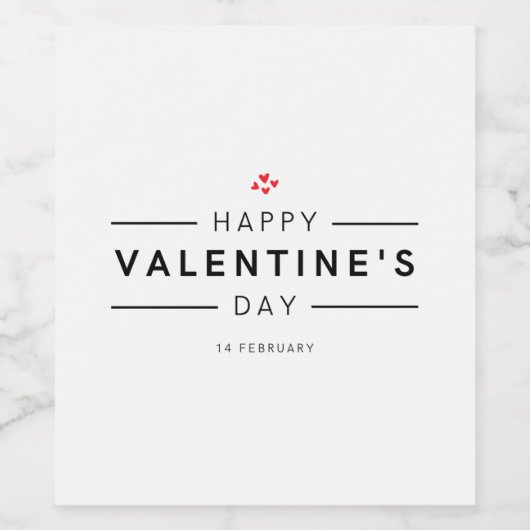 Romantische Moderne Februar 14 Happy Valentine Weinetikett (Einzelnes Label)
