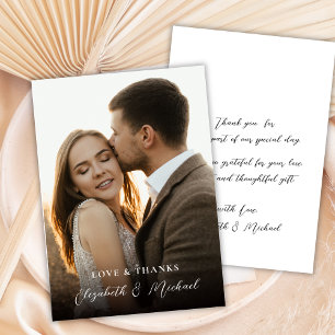 Romantische moderne Liebe und Dank Foto Hochzeit Dankeskarte