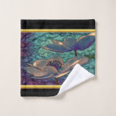 Romantische Moderne mit Goldfolie Blume Monogin Badhandtuch Set (Waschlappen)