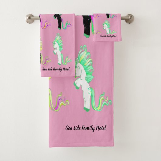 Romantische moderne Niedliche Einhorn-Monogramm Badhandtuch Set (Insitu)