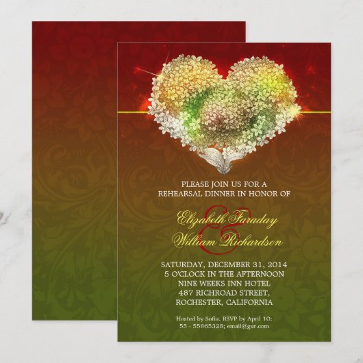 Romantische moderne Probe Dinner Einladungen (Vorne/Hinten)