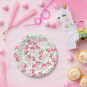 Romantische moderne rosa weiße trendy Rosen mit Pappteller (Party)