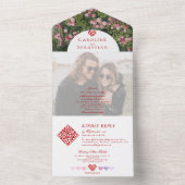 Romantische Moderne Rose Garden Foto Hochzeit All In One Einladung (Innen Boden)