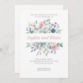 Romantische moderne Wildblumen Einfache White Wedd Einladung (Vorne/Hinten)