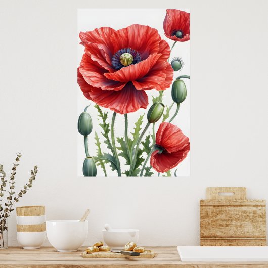 Romantische Mohnblumen Blume Blossom Poster (Küche)