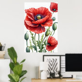 Romantische Mohnblumen Blume Blossom Poster (Heimbüro)