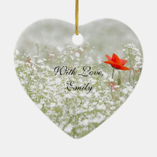 Romantische Mohnblumen-Blumen-rote weiße Keramik Ornament