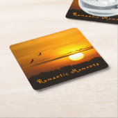 Romantische Momente Krane bei Sonnenaufgang Foto m Rechteckiger Pappuntersetzer (angewinkelt)