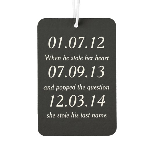 Romantische Momente Personalisiert Termine Gewohnt Autolufterfrischer (Rückseite)