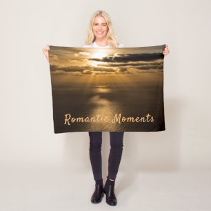 Romantische Momente Sonnenuntergang Foto mit Text Fleecedecke