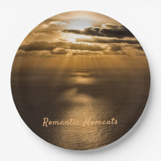 Romantische Momente Sonnenuntergang Foto mit Text Pappteller