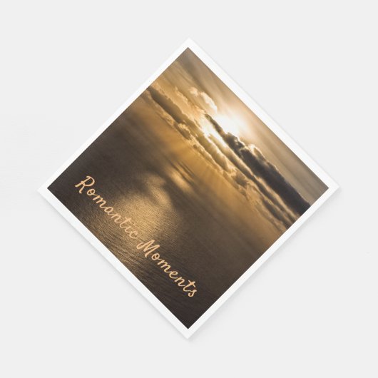 Romantische Momente Sonnenuntergang Foto mit Text Serviette (Ecke)