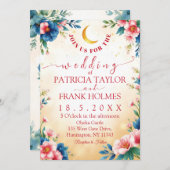 Romantische Mond- und Blumenhochzeit Einladung (Vorne/Hinten)