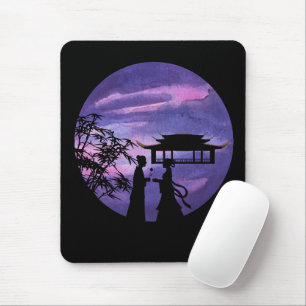 Romantische Mondlicht-Silhouette - Asiatische Lieb Mousepad