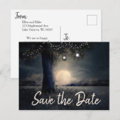 Romantische Mondlicht und Laternenbaume Save the D Postkarte (Vorne/Hinten)