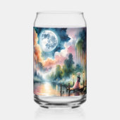 Romantische Mondlicht Wasserfarben Nachtszene Dosenglas (Rückseite)