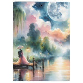 Romantische Mondlicht Wasserfarben Nachtszene Klemmbrett (Rückseite)