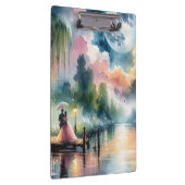 Romantische Mondlicht Wasserfarben Nachtszene Klemmbrett (Rechts)