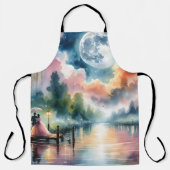 Romantische Mondlicht Wasserfarben Nachtszene Schürze (Vorderseite)