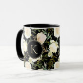 Romantische Monogram Floral Vanilla Grüne Farbe Tasse (Vorderseite Links)