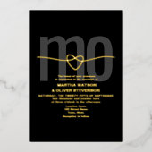 Romantische Monogram Gold und Black Wedding Folieneinladung (Vorderseite)